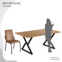 Ver imagem 5 de Conjunto Sala de Jantar Mesa 160x90cm Base Império Tampo MDF Malibu Preto/Marrom