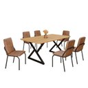 Ver imagem 2 de Conjunto Sala de Jantar Mesa 160x90cm Base Império Tampo MDF Malibu Preto/Marrom