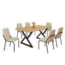 Ver imagem 2 de Conjunto Sala de Jantar Mesa 160x90cm Base Império Tampo MDF Malibu Preto/Creme