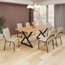 Ver imagem 1 de Conjunto Sala de Jantar Mesa 160x90cm Base Império Tampo MDF Malibu Preto/Creme