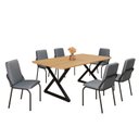 Ver imagem 2 de Conjunto Sala de Jantar Mesa 160x90cm Base Império Tampo MDF Malibu Preto/Grafite