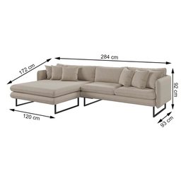 Sofá Jade com Chaise Lateral Esquerda 2,84m Corino - 7