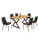 Ver imagem 2 de Conjunto Sala de Jantar Mesa 160x90cm Base Império Tampo MDF Malibu Marrom/Preto