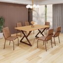 Ver imagem 1 de Conjunto Sala de Jantar Mesa 160x90cm Base Império Tampo MDF Malibu Marrom
