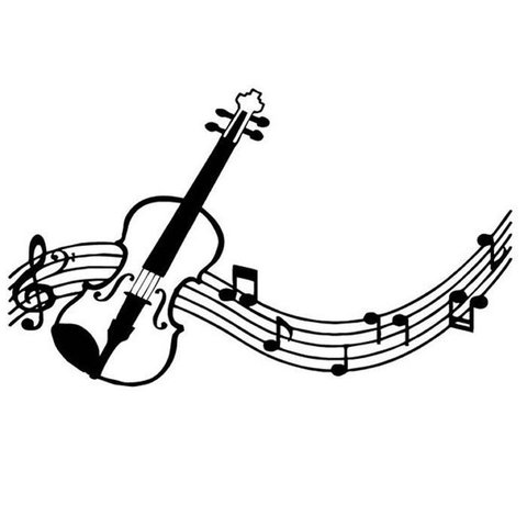 Adesivo Violino Musica Notas Decoração Quarto Sala:preto