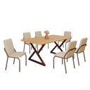 Ver imagem 2 de Conjunto Sala de Jantar Mesa 160x90cm Base Império Tampo MDF Malibu Marrom/Creme