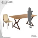 Ver imagem 5 de Conjunto Sala de Jantar Mesa 160x90cm Base Império Tampo MDF Malibu Marrom/Creme