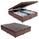 Ver imagem 1 de Cama Box Baú Casal Bipartido Sintético Marrom Emth 138x188x40