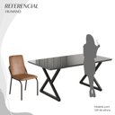 Ver imagem 5 de Conjunto Sala de Jantar Mesa 160x90cm Base Império Tampo MDF Laca com Vidro Malibu Preto/Marrom