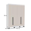 Ver imagem 4 de Guarda-roupa Solteiro Madrid 4 Portas 4 Gavetas Creme/branco - Politorno