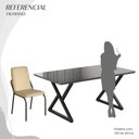 Ver imagem 5 de Conjunto Sala de Jantar Mesa 160x90cm Base Império Tampo MDF Laca com Vidro Malibu Preto/Creme