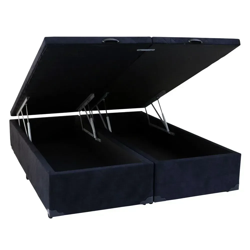 Ver imagem 2 de Cama Box Bau Casal Bipartido Suede (1.38x1.88):preto