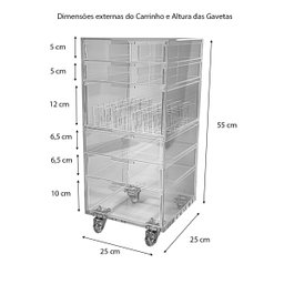Carrinho Acrílico Organizador de Maquiagem com 6 Gavetas N0 Centauri Acrílicos CAR-N0 - 3