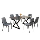 Ver imagem 2 de Conjunto Sala de Jantar Mesa 160x90cm Base Império Tampo MDF Laca com Vidro Malibu Preto/Grafite