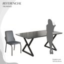 Ver imagem 5 de Conjunto Sala de Jantar Mesa 160x90cm Base Império Tampo MDF Laca com Vidro Malibu Preto/Grafite