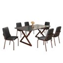 Ver imagem 2 de Conjunto Sala de Jantar Mesa 160x90cm Base Império Tampo MDF Laca com Vidro Malibu Marrom/Preto