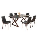 Ver imagem 2 de Conjunto Sala de Jantar Mesa 160x90cm Base Império Tampo Mdf Laca com Vidro Malibu