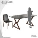 Ver imagem 5 de Conjunto Sala de Jantar Mesa 160x90cm Base Império Tampo MDF Laca com Vidro Malibu Marrom/Preto
