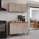 Ver imagem 1 de Armário de Cozinha Modulada Compacta Mariana 6 Portas 1 Gaveta MDP 120cm Freijó-Camurça Fidelita