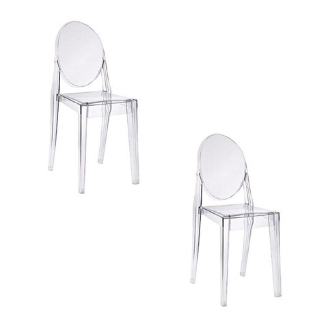 Kit com 2 Cadeiras para Sala de Jantar Viena Transparente/Incolor