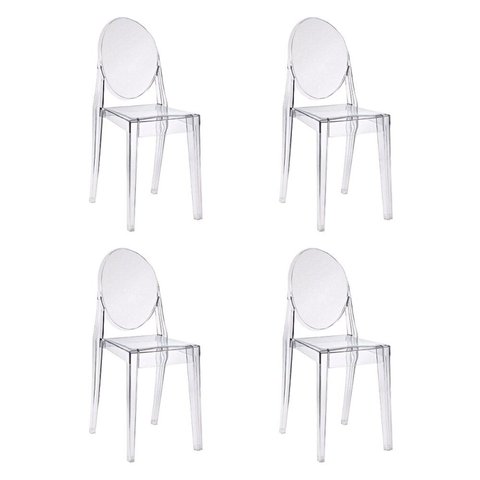 Kit com 4 Cadeiras para Sala de Jantar Viena Transparente/Incolor