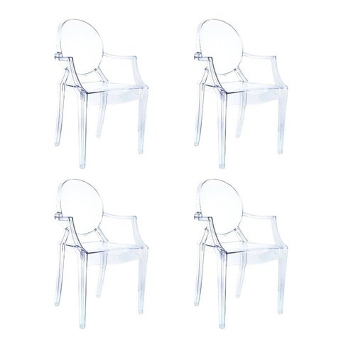 Kit com 4 Cadeiras para Sala de Jantar Versalhes Transparente/Incolor