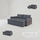 Ver imagem 4 de Sofá Cama Retrátil 3 Lugares Bárbara 1,80m Veludo Cinza