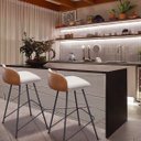 Ver imagem 4 de Kit 2 Banquetas Alta Pés de Aço Preto Banco Estofado Cozinha Bancada Nobre