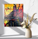 Ver imagem 3 de Mini Quadro Único Decorativo de Pássaro Preto em Fundo Abstrato Pintado a Mão Artesanal