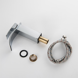 Torneira Misturador Monocomando Cromado Cascata Quadrado Baixo para Banheiro - 4