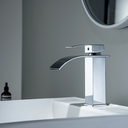 Ver imagem 2 de Torneira Misturador Monocomando Cromado Cascata Quadrado Baixo para Banheiro