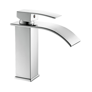 Torneira Misturador Monocomando Cromado Cascata Quadrado Baixo para Banheiro