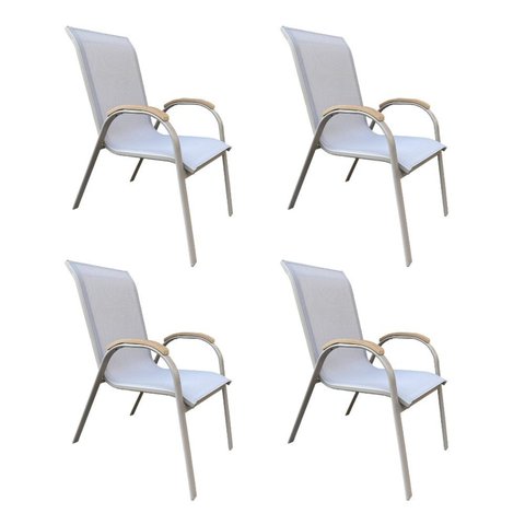 Kit com 4 Cadeiras de Alumínio para Jardim Pipa