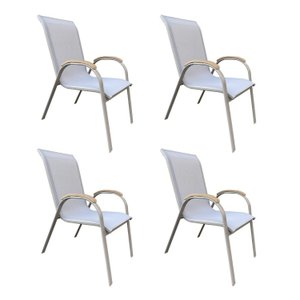 Kit com 4 Cadeiras de Alumínio para Jardim Pipa