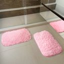 Ver imagem 1 de Kit Tapete Pelo Alto Felpudo Peludo Macio Anti Derrapante Alérgico Rosa Bebe 40 x 60 cm