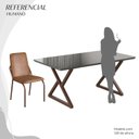 Ver imagem 5 de Conjunto Sala de Jantar Mesa 160x90cm Base Império Tampo MDF Laca com Vidro Malibu Marrom