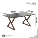 Ver imagem 3 de Conjunto Sala de Jantar Mesa 160x90cm Base Império Tampo MDF Laca com Vidro Malibu Marrom