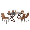 Ver imagem 2 de Conjunto Sala de Jantar Mesa 160x90cm Base Império Tampo Mdf Laca com Vidro Malibu