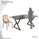 Ver imagem 5 de Conjunto Sala de Jantar Mesa 160x90cm Base Império Tampo MDF Laca com Vidro Malibu Marrom/Creme