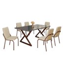 Ver imagem 2 de Conjunto Sala de Jantar Mesa 160x90cm Base Império Tampo Mdf Laca com Vidro Malibu