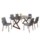 Ver imagem 2 de Conjunto Sala de Jantar Mesa 160x90cm Base Império Tampo Mdf Laca com Vidro Malibu