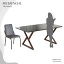 Ver imagem 5 de Conjunto Sala de Jantar Mesa 160x90cm Base Império Tampo Mdf Laca com Vidro Malibu