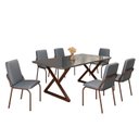 Ver imagem 2 de Conjunto Sala de Jantar Mesa 160x90cm Base Império Tampo MDF Laca com Vidro Malibu Marrom/Grafite