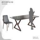 Ver imagem 5 de Conjunto Sala de Jantar Mesa 160x90cm Base Império Tampo MDF Laca com Vidro Malibu Marrom/Grafite