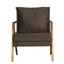 Ver imagem 2 de Poltrona Decorativa Mona Premium Madeira Maciça Suede Marrom