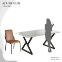 Ver imagem 5 de Conjunto Sala de Jantar Mesa 160x90cm Base Império Tampo MDF Laca com Vidro Malibu Preto/Marrom