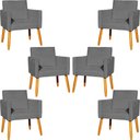 Ver imagem 1 de Kit 6 Poltronas para Recepção Nina Suede Cores Pé Palito 30cm Castanho - Suede