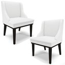 Ver imagem 1 de Kit 2 Cadeiras Decorativas Sala de Jantar Base Fixa de Madeira Firenze PU Branco Fosco/Preto G19 - G