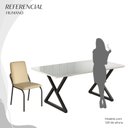 Ver imagem 5 de Conjunto Sala de Jantar Mesa 160x90cm Base Império Tampo MDF Laca com Vidro Malibu Preto/Creme