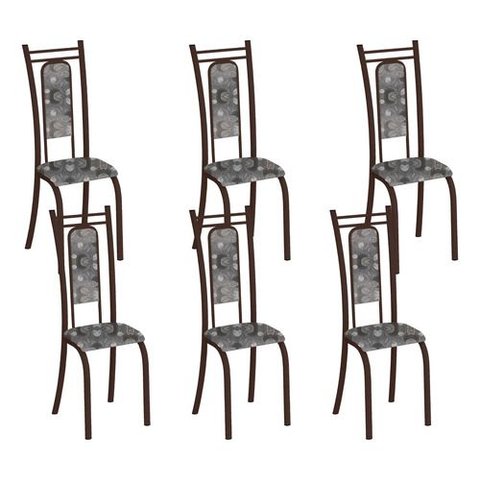 Kit 6 Cadeiras Paris Corino Paraopeba Tubo Marrom Cafe